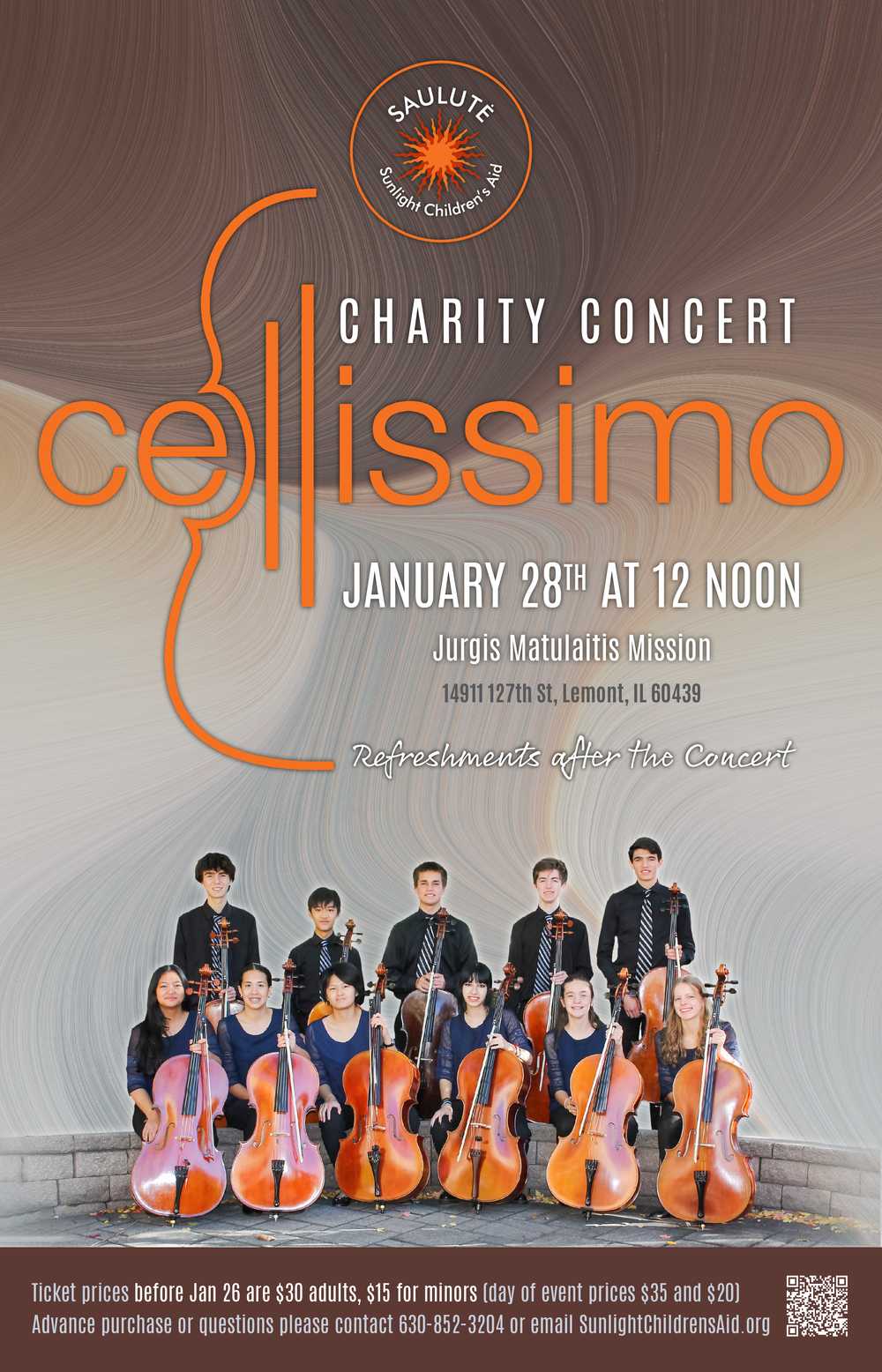 Cello concert to raise funds for Sunlight Children's Aid projects