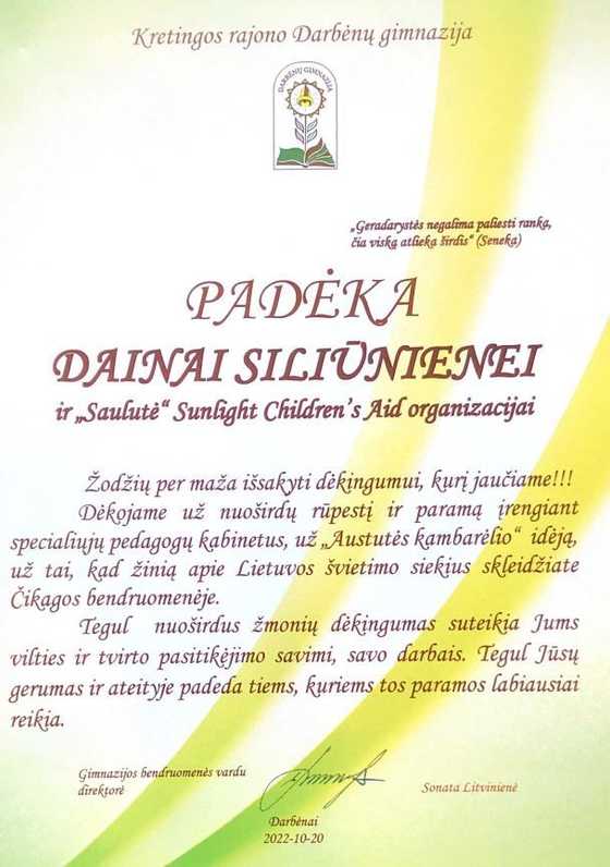 Kretingos rajono Darbėnų gimnazija 10/20/2022