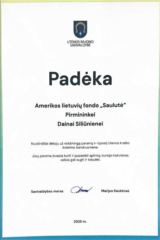 Utenos Rajono Savivaldybė 2025 (Daina Siliunas)