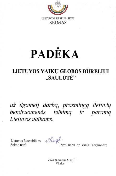 Lietuvos Respublikos Seimas 01/20/2023