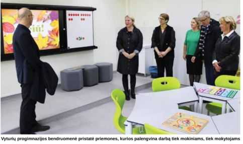 Vyturių progimnazijos bendruomenė pristatė priemones, kurios palengvina darbą tiek mokiniams, tiek mokytojams