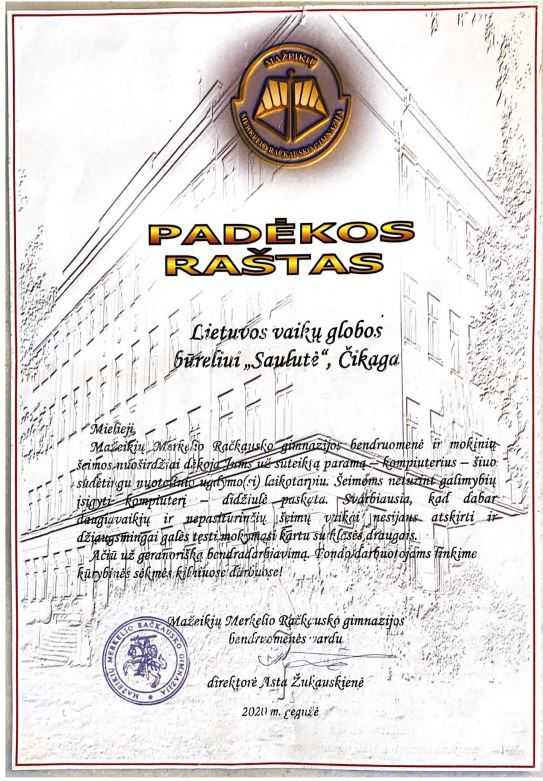 Mažeikių Merkelio Račkausko gimnazijos bendruomenė 02/2020